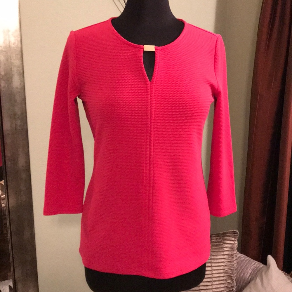 Calvin Klein 3/4 Sleeve Top, Bright Pink, Sz S NWT